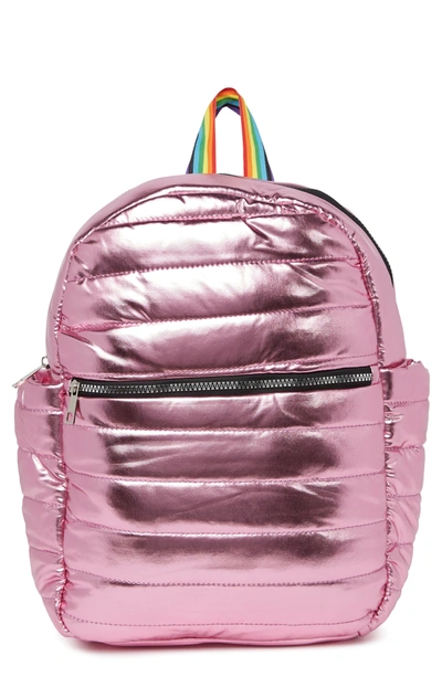 Olivia Miller Kids' Metallic Puff Quilted Backpack In Pink