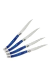 French Home Laguiole Blue Marble Steak Knives In Blue