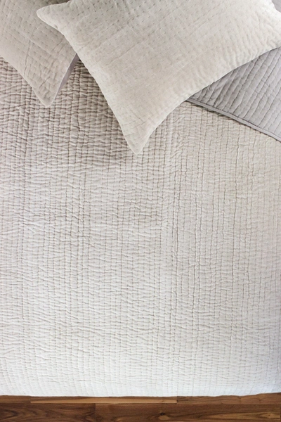 Melange Tamara Velour Quilt 3-piece Set In Light Grey