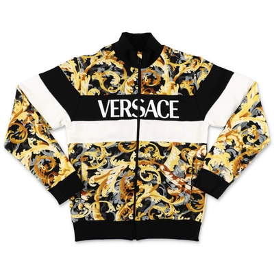 Versace Kids Logo Barocco Printed Jacket In Multi