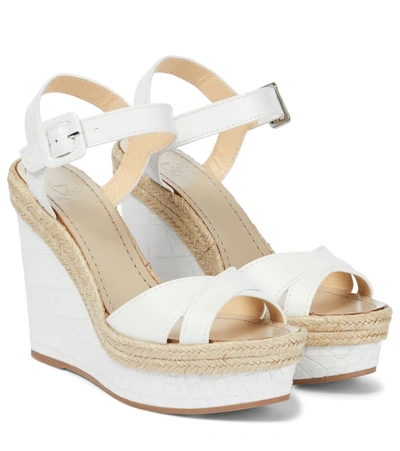 Christian Louboutin Almerio 120 Leather Espadrille Wedges In Beige