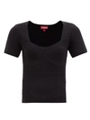 Staud Buxton Panelled Rib-knitted Top In Black