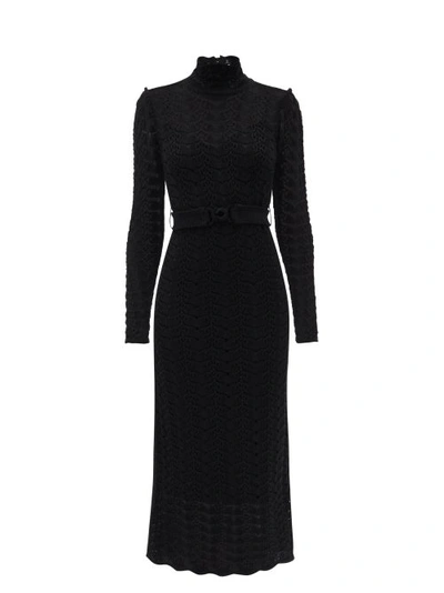 Zimmermann Concert Crochet-knit Merino Wool Midi Dress In Black