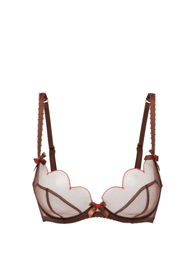 Agent Provocateur Lorna Scallop-embroidered Underwired Bra In Chestnut Peach