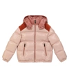 MONCLER CHOUELLE VELVET-TRIMMED DOWN JACKET,P00587102