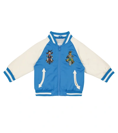 Stella Mccartney Baby Embroidered Satin Bomber Jacket In Blue