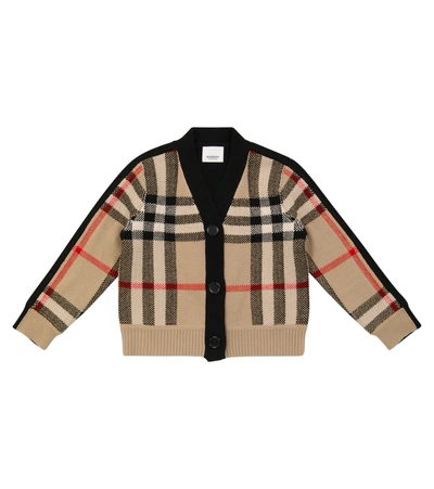 Burberry Kids' Vintage Check Wool And Cashmere Cardigan In Beige