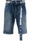 Off-white Denim Bermuda With Belt In Blue