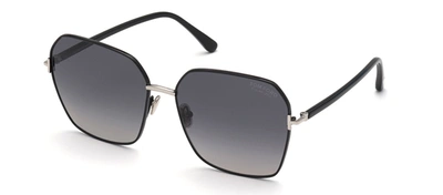 Tom Ford Claudia Ft0839 W 01d Square Polarized Sunglasses In Grey
