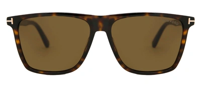 Tom Ford Fletcher Ft0832 M 52h Flattop Polarized Sunglasses In Brown