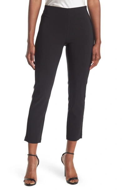Adrianna Papell Contrast Piping Pull-on Pants In Black/black
