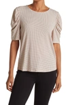 Adrianna Papell Polka Dot Crepe Pleated Knit Top In Champagne Small Dot