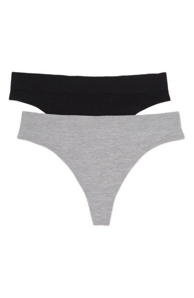Honeydew Tracey Seamless Thong In Black/heather Grey