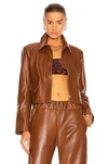 Nour Hammour Bleeker Minimal Leather Jacket In Brown