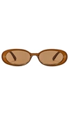 Le Specs Outta Love Oval-frame Polycarbonate Sunglasses In Cognac