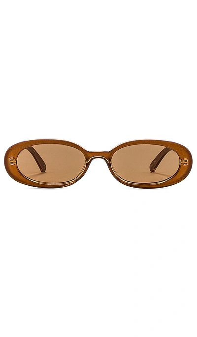 Le Specs Outta Love Oval-frame Polycarbonate Sunglasses In Caramel