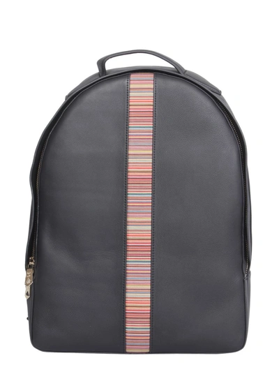 Paul Smith Signature Stripe Backpack In Nero