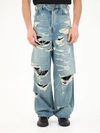 BALENCIAGA WIDE JEANS WITH ALL-OVER RIPS,662767TDW148146