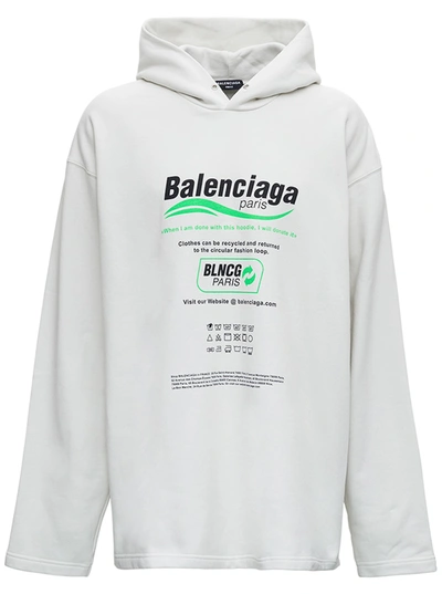 Balenciaga Jersey Hoodie With Laudry Logo Print In White