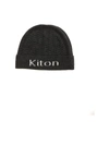 KITON BRANDED CASHMERE BEANIE IN DARK GREY,UCAPP04X0287A03 002