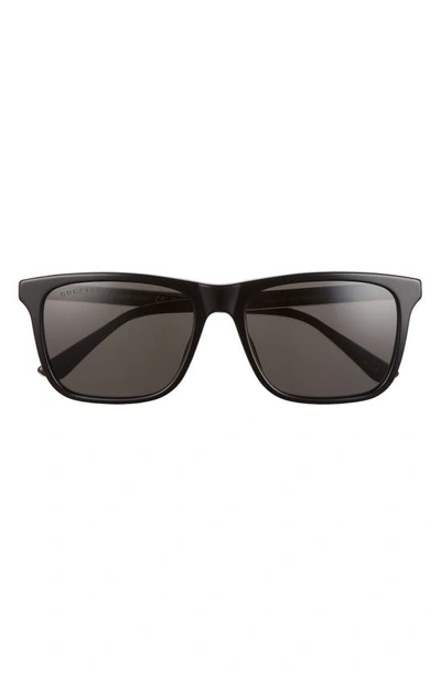 Gucci 57mm Polarized Square Sunglasses In Black