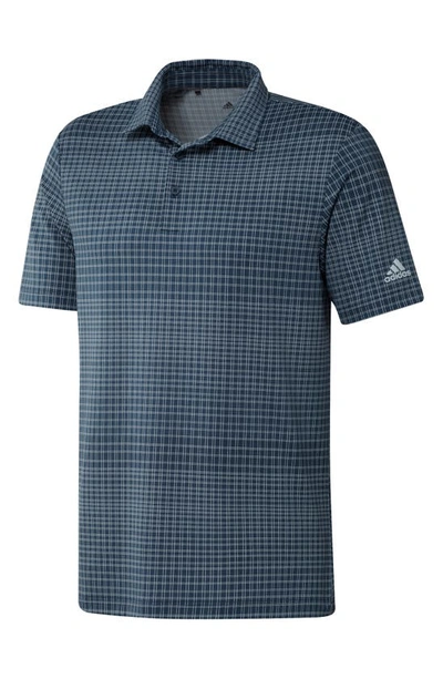 Adidas Golf Ultimate365 Plaid Performance Polo In Crew Navy/ Halo Blue