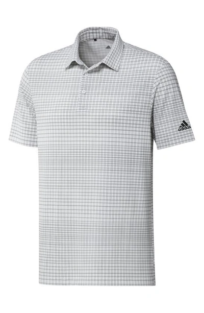 Adidas Golf Ultimate365 Plaid Performance Polo In White/ Black