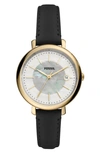 FOSSIL JACQUELINE LEATHER STRAP WATCH, 36MM,ES5093