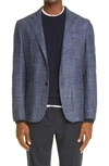 Ermenegildo Zegna Zegna Crossover Micro Check Wool, Silk & Cashmere Sport Coat In Blue