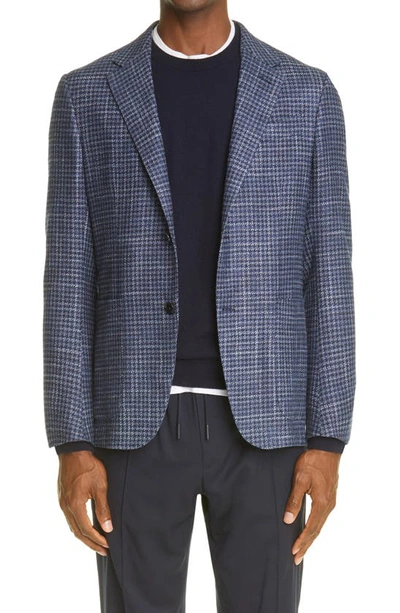 Ermenegildo Zegna Crossover Micro Check Wool, Silk & Cashmere Sport Coat In Blue
