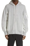 Sacai Panelled Hoodie In Light Grey
