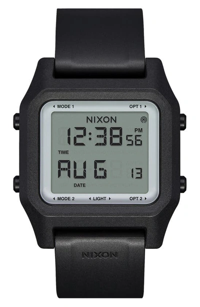 Nixon Staple Digital Rubber Strap Watch In Black/ Positive