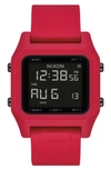 Nixon Staple Digital Rubber Strap Watch In Red