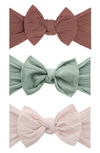 Baby Bling Babies' Bow Stretch Headband In Truffle Sage Petal