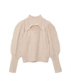 Sea Juliette Cable Stitch Cutout Merino Wool Sweater In Beige