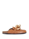 Jw Anderson Chunky Leather Chain Slide Mules In Beige