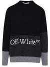 OFF-WHITE BLACK AND GREY WOOL COLOR-BLOCK SWEATER
