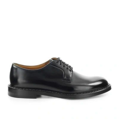 Doucal's Black Leather Derby Lace Up