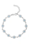 Sphera Milano Rhodium Plated Sterling Silver Evil Eye Cz Bracelet In Silver