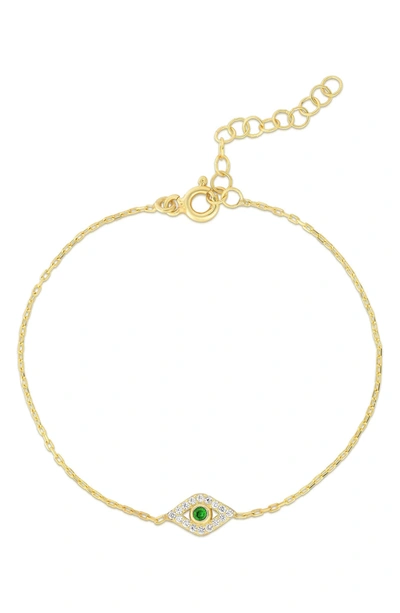 Sphera Milano 14k Gold Vermeil Cz Evil Eye Bracelet In Yellow Gold