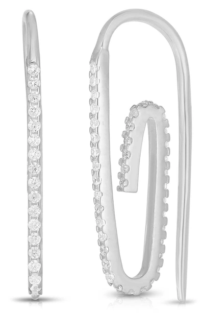 Sphera Milano Sterling Silver Cz 25mm Paperclip Hoop Earrings