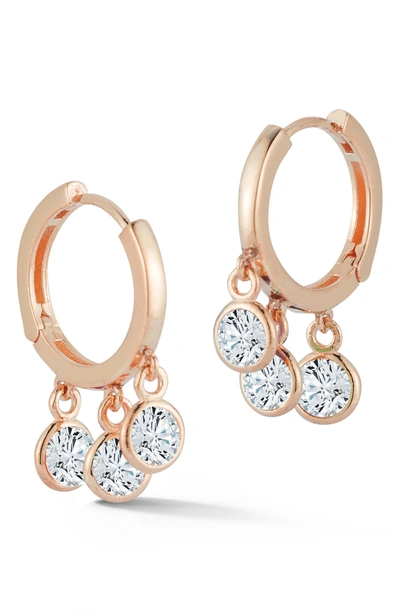 Sphera Milano 14k Gold Vermeil Cz Huggie Hoop Earrings In Rose Gold