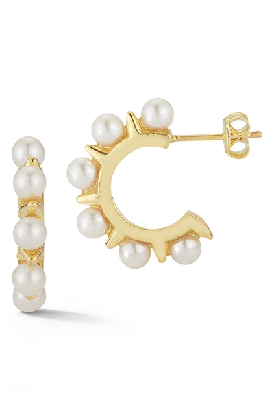 Sphera Milano Gold Vermeil Freshwater Pearl Huggie Earrings In Yellow Gold