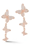 Sphera Milano Rose Gold Vermeil Butterfly Drop Earrings In Rose Gold