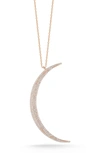 Sphera Milano 14k Rose Gold Vermeil Pave Cz Crescent Moon Pendant Necklace In Rose Gold