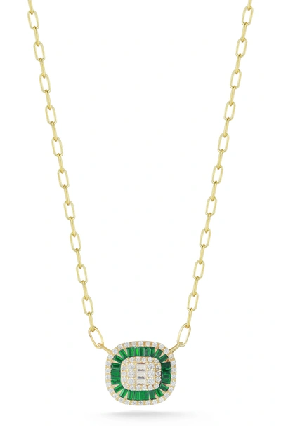 Sphera Milano 14k Gold Vermeil Pave Cz Cushion Pendant Necklace In Yellow Gold