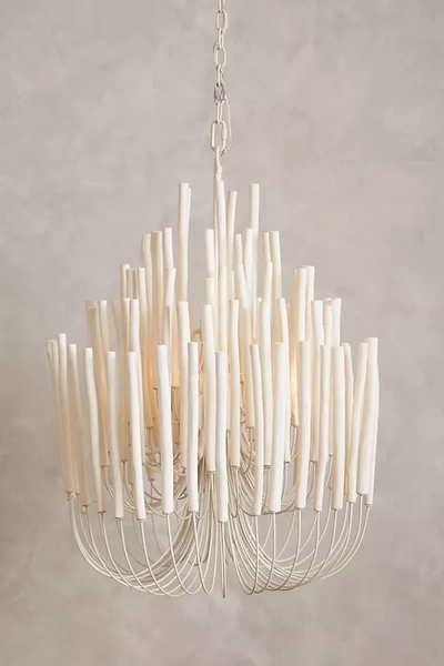 Anthropologie Tiered Tapers Chandelier By  In White Size L In White