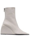 OFF-WHITE WEDGE LEATHER BOOTS,OWIE014F21LEA0010900
