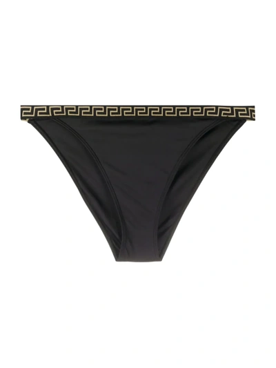 Versace Greca Trim Bikini Bottoms In Black