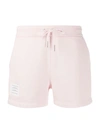 Thom Browne Tricolour Stripe Cotton Shorts In Pink